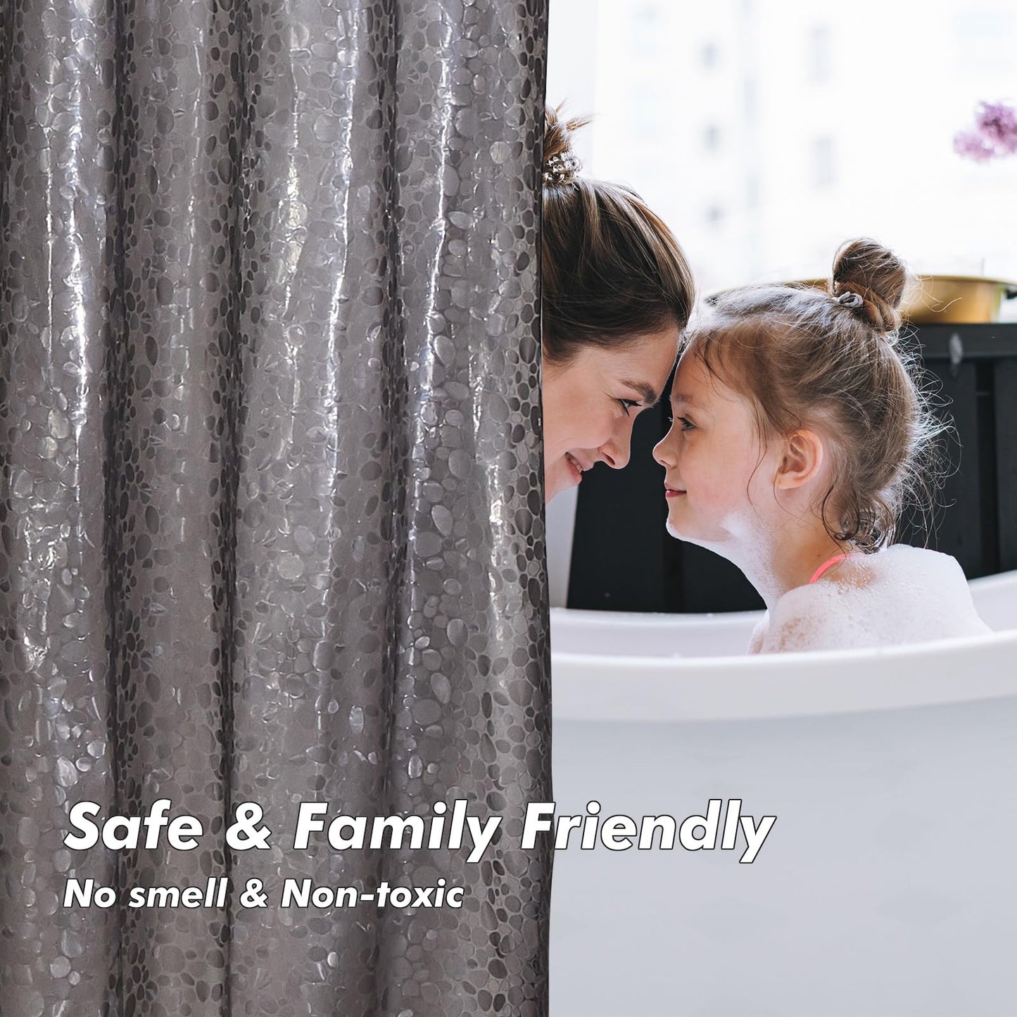 Waterproof Shower Curtain Liner EVA 8G - Rust-Proof Hooks, Heavy-Duty Magnets - Enhance Your Bathroom with Durability and Elegance