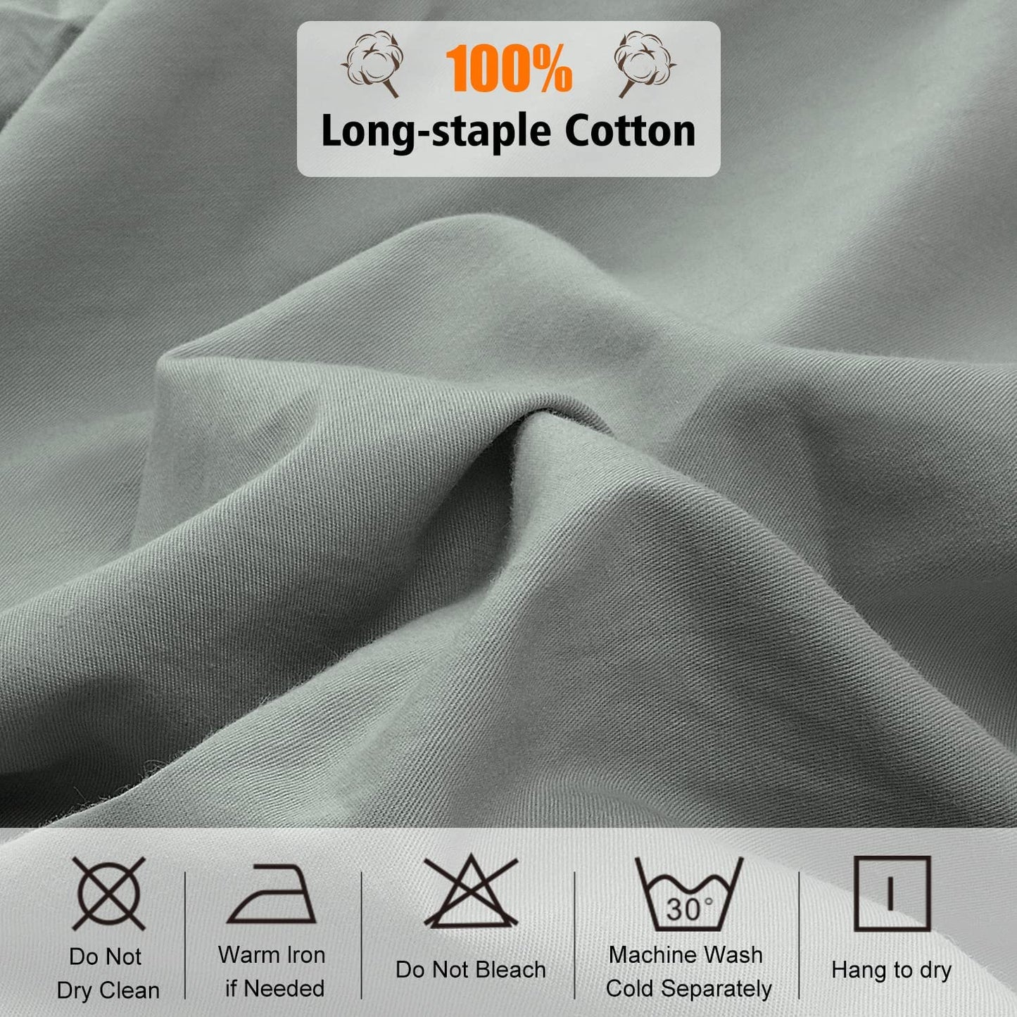 Lirex Cotton Queen Fitted Sheet Only, 300 Thread Count Soft Breathable, 8-10" Deep Pocket Sheet for Hotel Home, Dark Grey