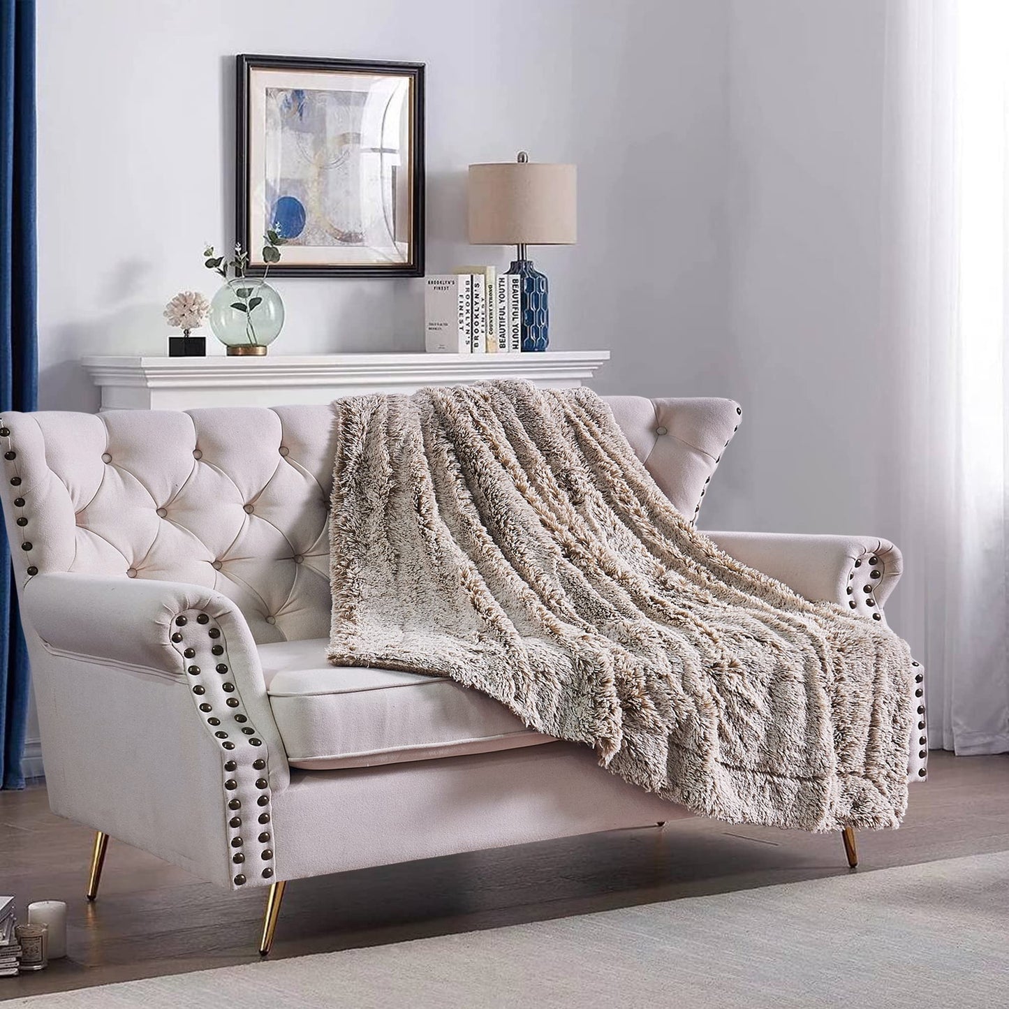 Home Soft Things Woolly Mammoth Throw Blanket, 50" x 60", Tannin