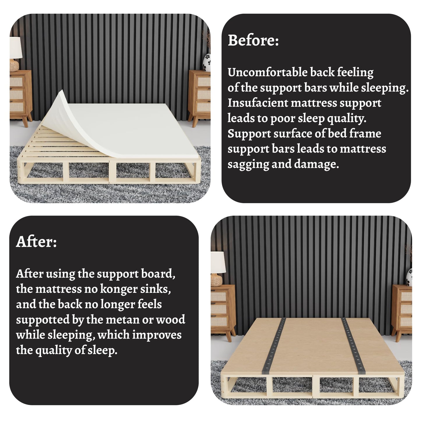 Nutan, Folding Bunkie Board – Low-Profile 74″ x 37.5″ Mattress Support Platform for Daybeds, Bunk Beds, Futons & Metal/Wood Frames – Prevents Sagging, Easy to Install & Store