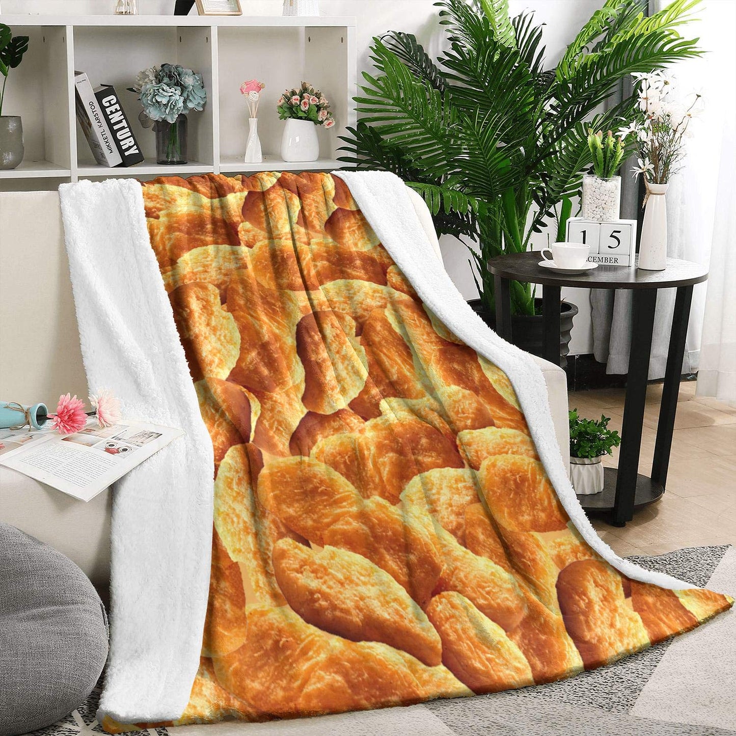 Chicken Nuggets Throw Blanket for Teens Boys Girls and Adults Soft Warm Cozy Funny Midweight Food Flannel Blankets for Couch Sofa Bed Camping Travel Home Decor 50" X 60"