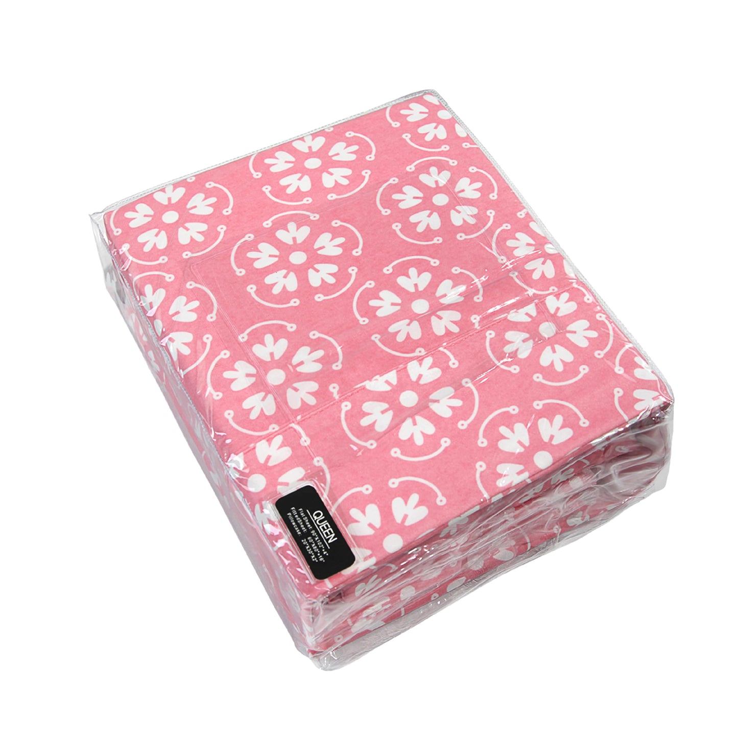 MARQUESS Printed Flannel Sheets Queen Size, Microfiber Brushed Flannel Bed Linen Set Deep Pocket Ultra Soft & Durable, 4 Piece (Pink, Queen)