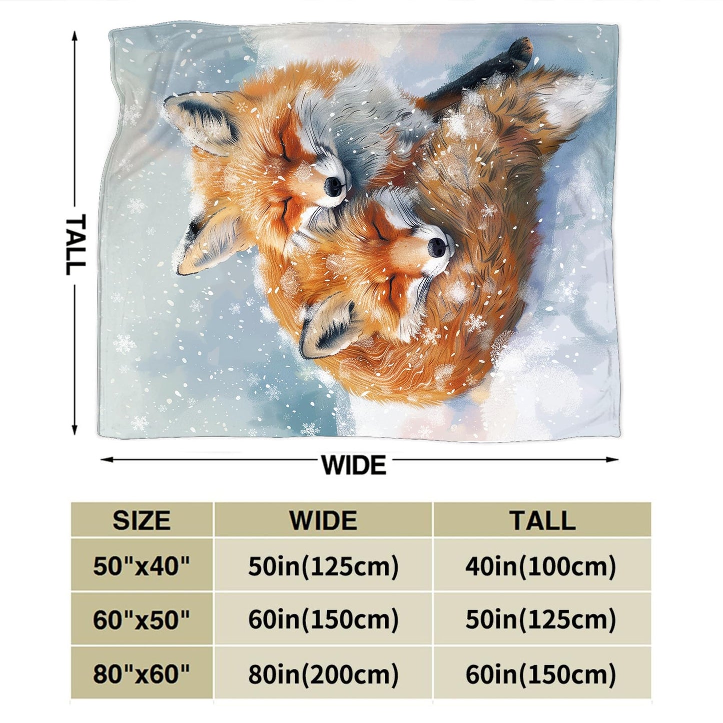 Fox Throw Blanket - Cute Animal Blanket for Girls, Women, Men & Boys - Soft, Warm, Cozy Fleece Blanket for Couch, Sofa, Bed - 50"x40"