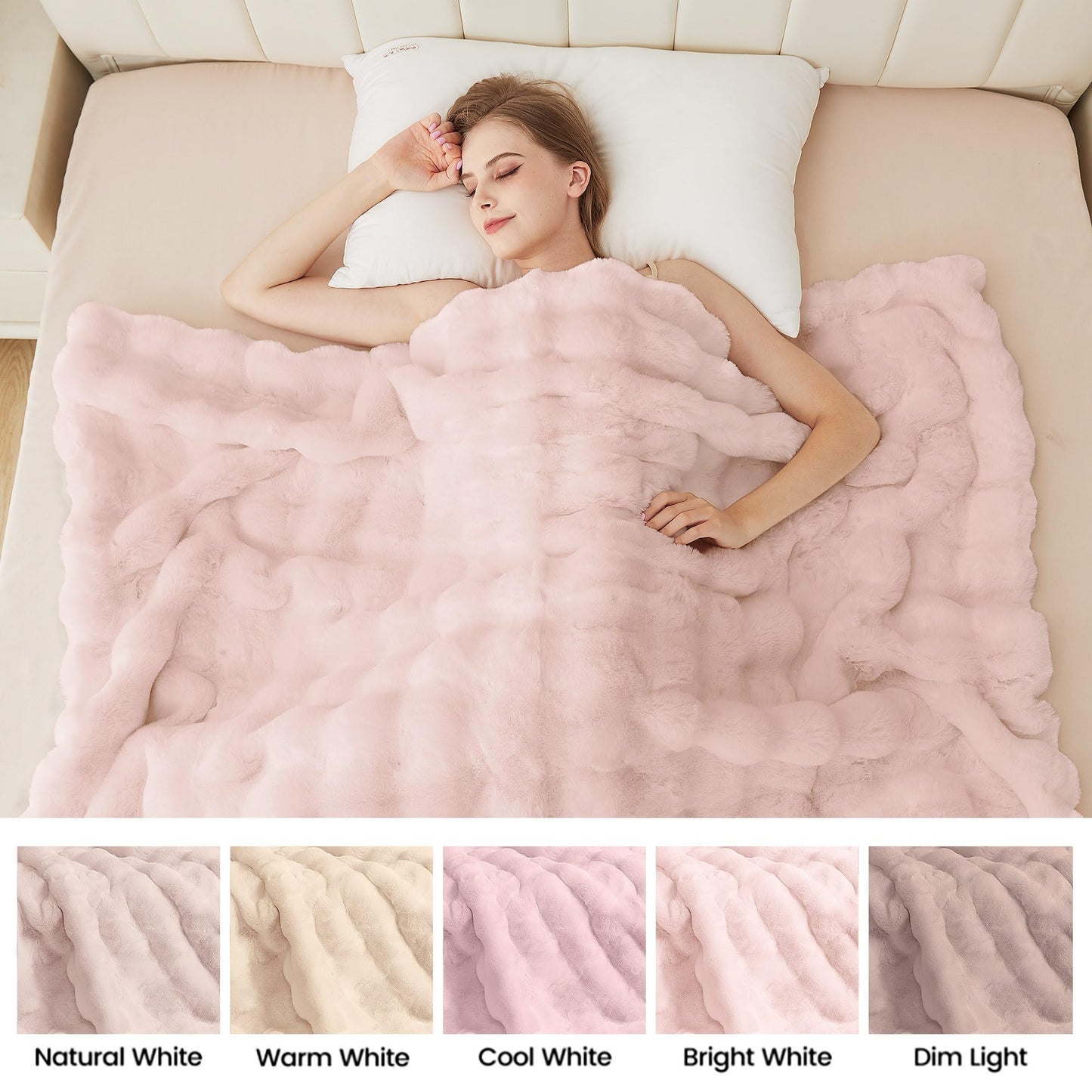 ORINOVA Pink Fluffy Double Sided Blanket for Couch Living Room Faux Fur 50x60 Fuzzy Throw No Shed Blanket for Bed Soft Furry Bed Cozy Comforter Home Decor Gifts 860 GSM