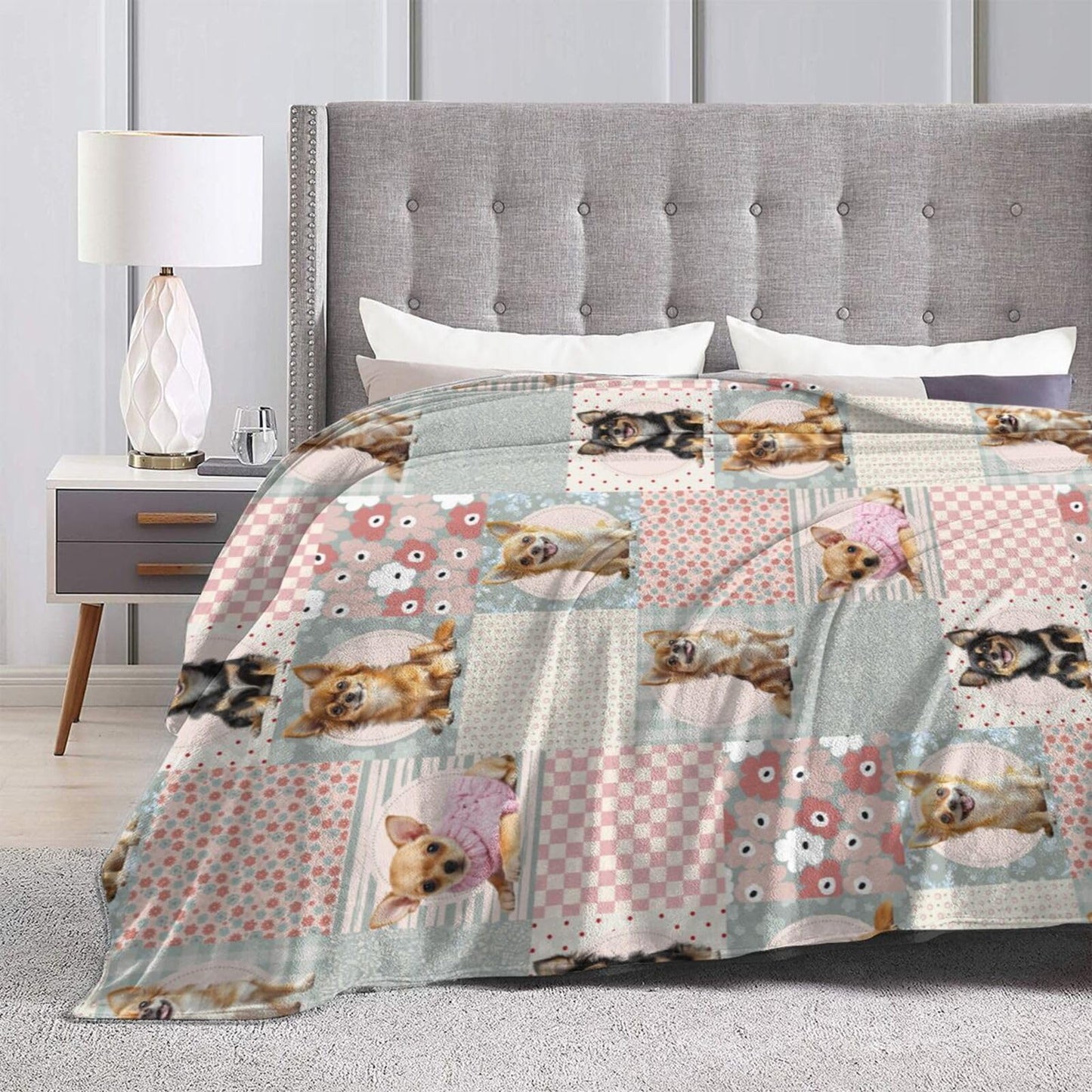 Cute Chihuahua Throw Blanket Chihuahua Dogs Cowboys Flannel Blankets Dog Lover Plush Super Soft Cozy Warm Decor Gifts for Boys Girls Kids Adults Men Women 40" x 50"