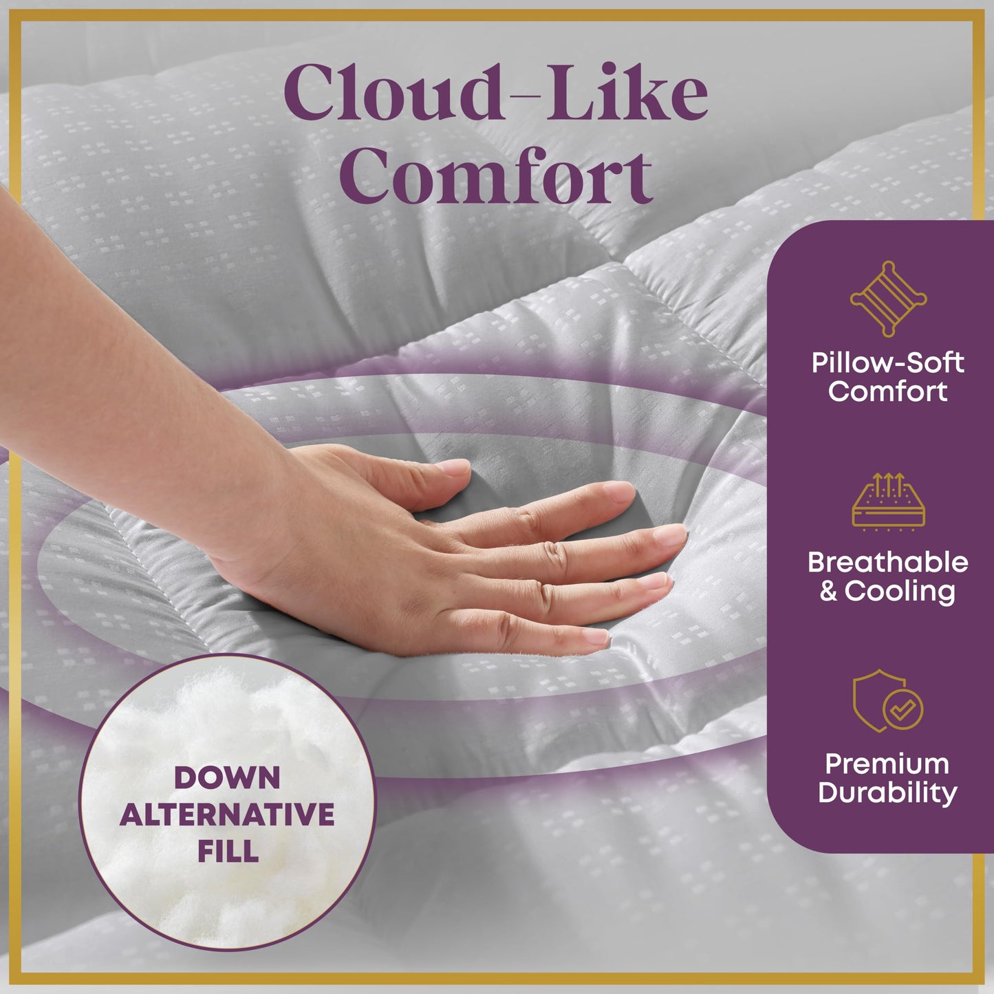 CirclesHome Hotel Collection Twin XL Size Hybrid Mattress Protector & Pad - Extra Padded, Thick, Plush, & Fitted Mattress Topper for Bed - Comfortable Pillow Top Mattress Cover