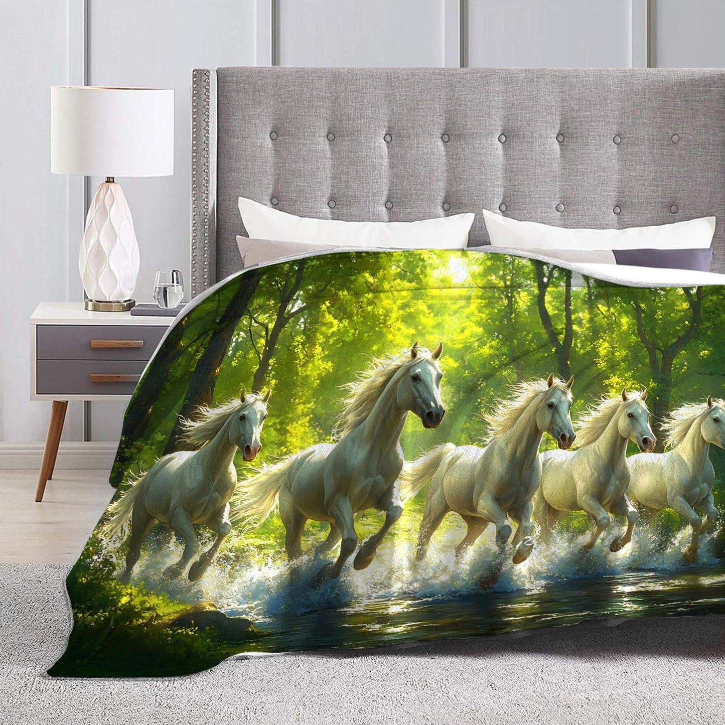 Tijuboni Horses Throw Blanket Horse Gifts for Girls Boys Women Men Kids Adults Soft Flannel Fleece Blanket for Couch Sofa Bed Home Decor 40"x50"
