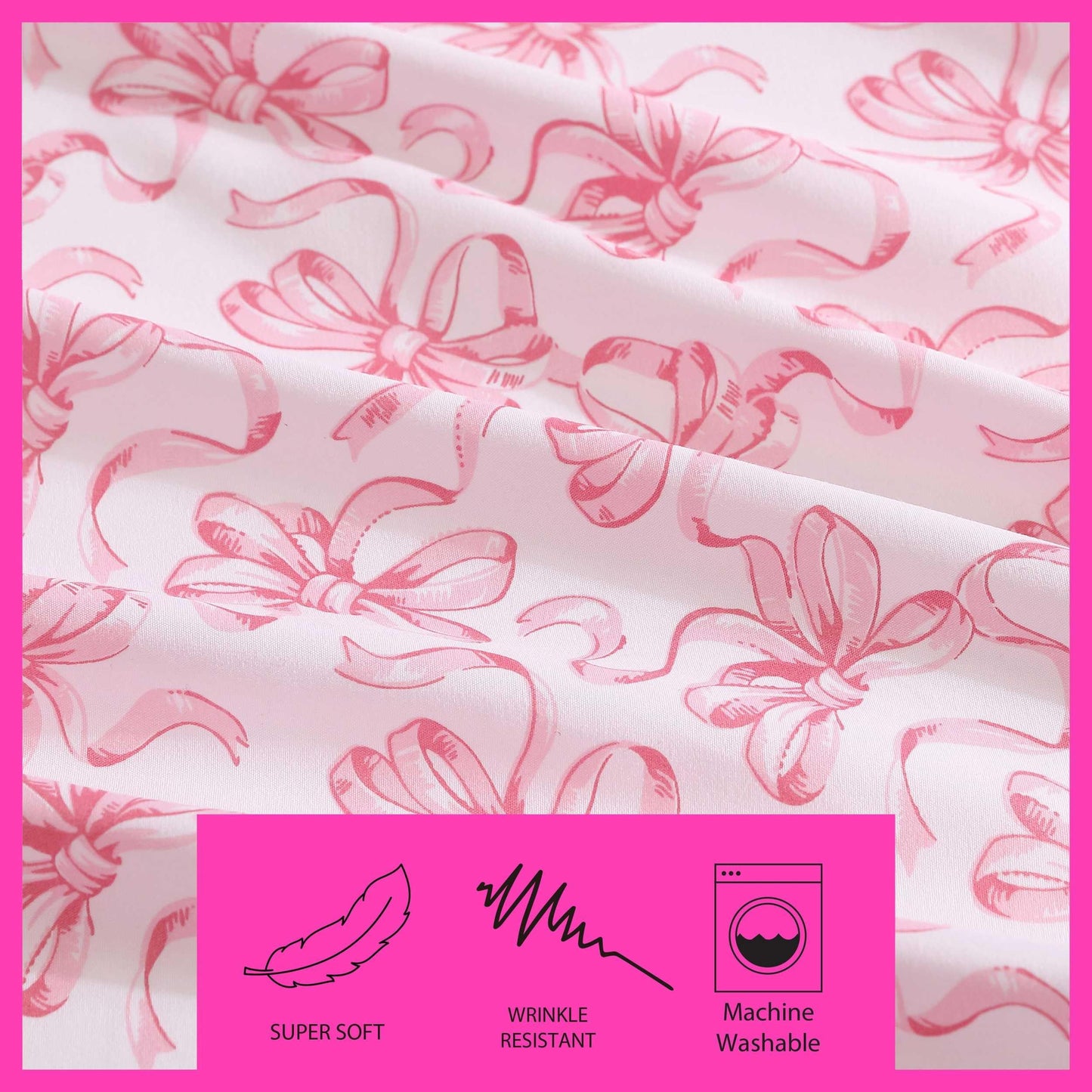 Betsey Johnson - Twin Sheet Set with Fitted Sheet & Pillowcase, Fade & Wrinkle-Free Bedding, Deep Pocket, Dorm Room Essentials, Ballet Bows Pink