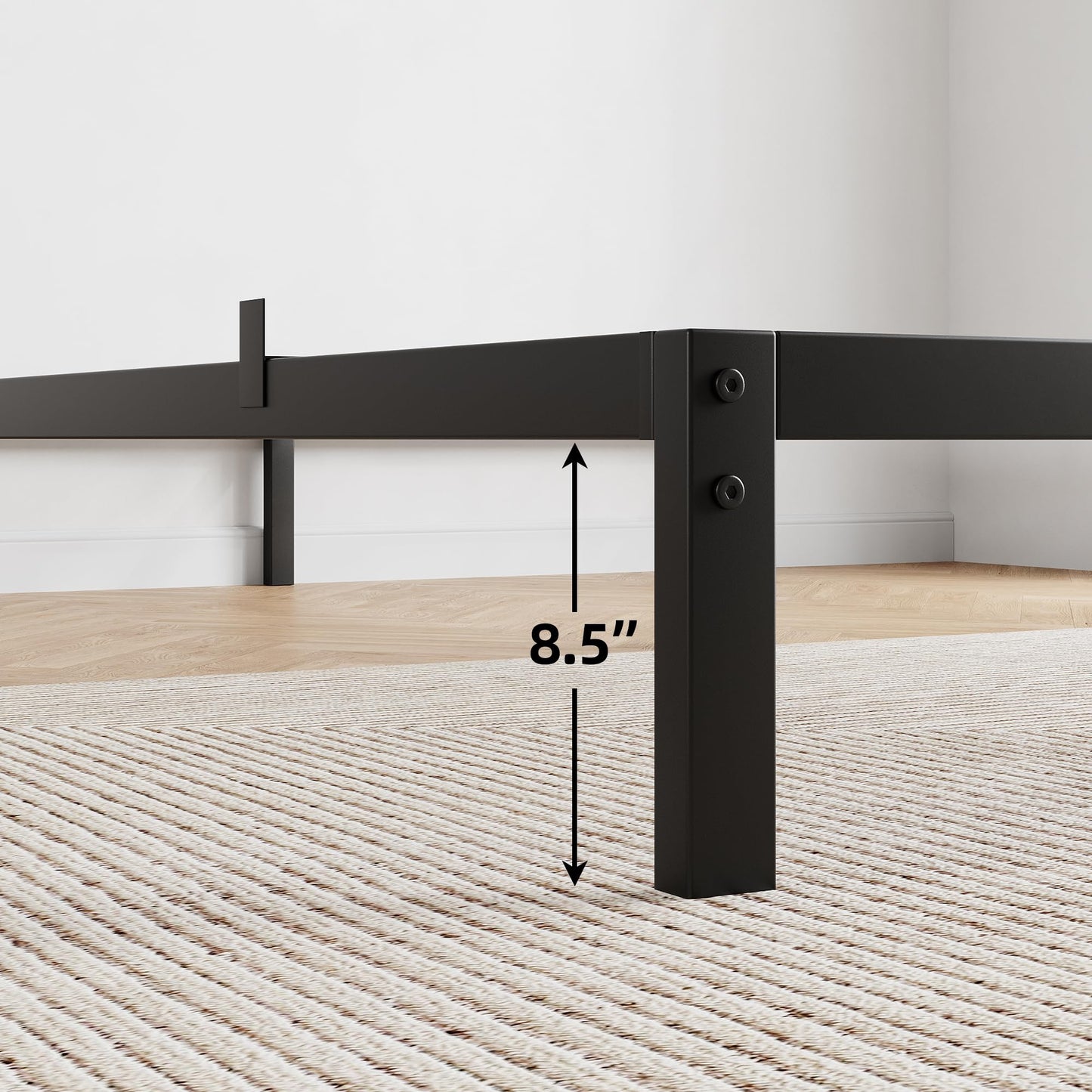 IDEALHOUSE 10 Inch Twin Bed Frames with Under Bed Storage, Heavy Duty Mattress Foundation, Easy Assembly, No Box Spring Needed, 75.2" Dx39 Wx10 H Platform Bed for Bedroom, Apartment, Black, Metal