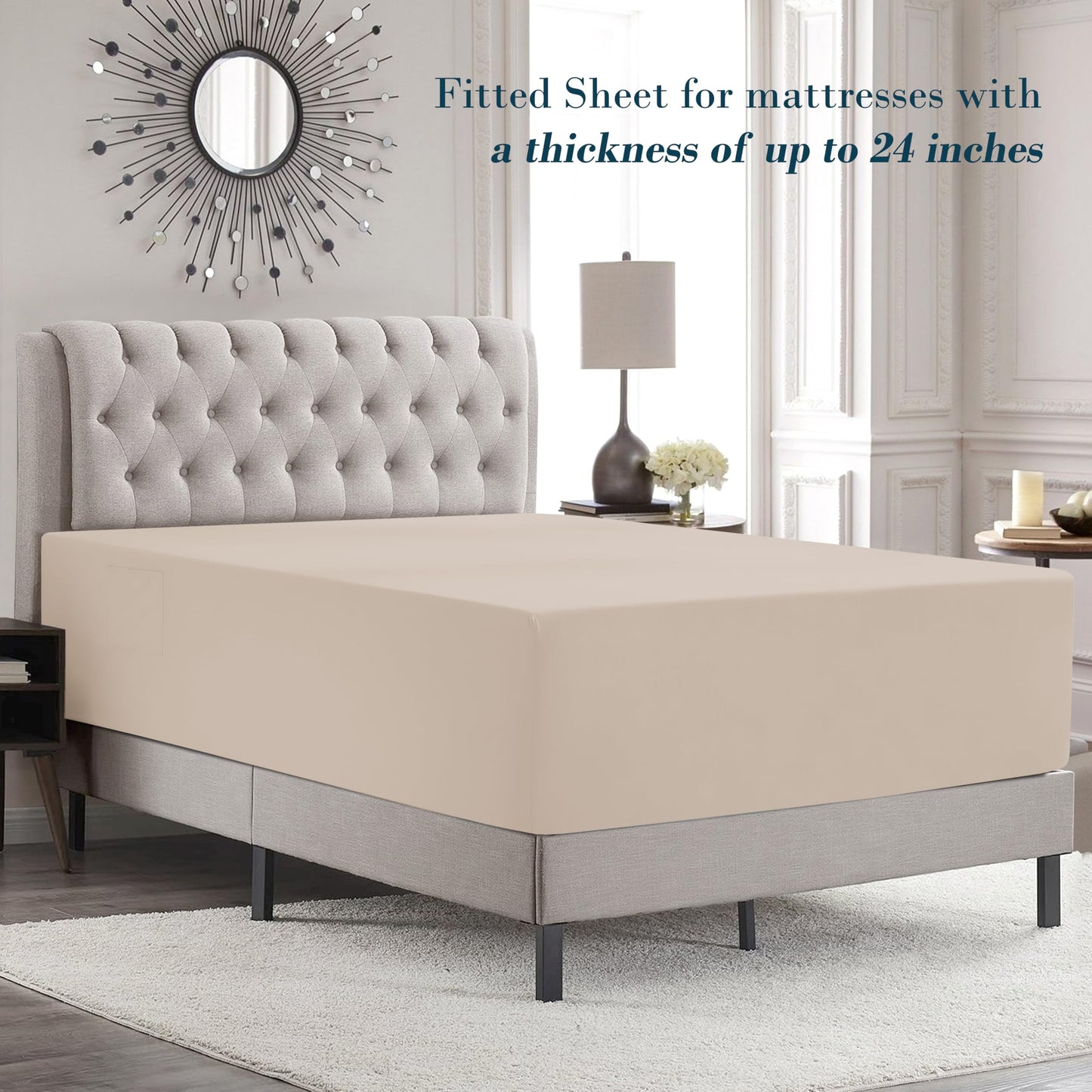 Mocassi Full Size 4-Piece Bed Sheet Set - 1800 Premium Hotel Quality Microfiber 18-24 Inches Extra Deep Pocket Fitted Sheet- Luxury Soft, Breathable, Wrinkle, and Fade Resistant, Cream