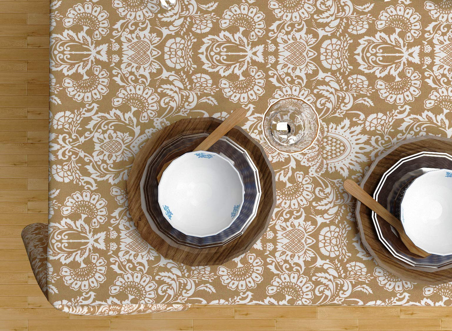 The Season Thread Table Cloth - Beige, 100% Cotton Rectangular Table Cover, Size 60x84 Inch. for Kitchen, Dining, Tabletop, Decoration, Parties, Thanks Giving, and Everyday Use.