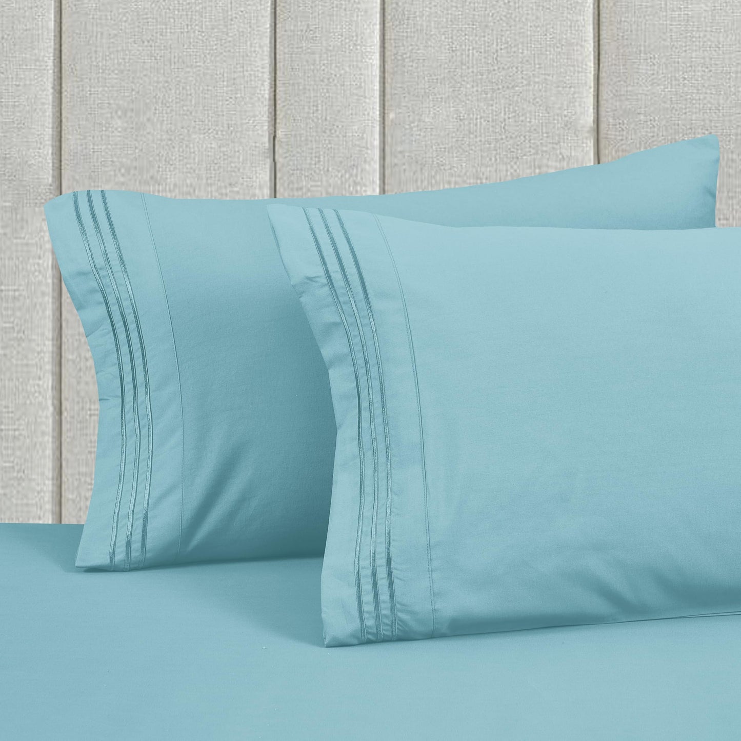 Mocassi Full Size 4-Piece Bed Sheet Set - 1800 Premium Hotel Quality Microfiber 18-24 Inches Extra Deep Pocket Fitted Sheet- Luxury Soft, Breathable, Wrinkle, and Fade Resistant, Aqua Blue