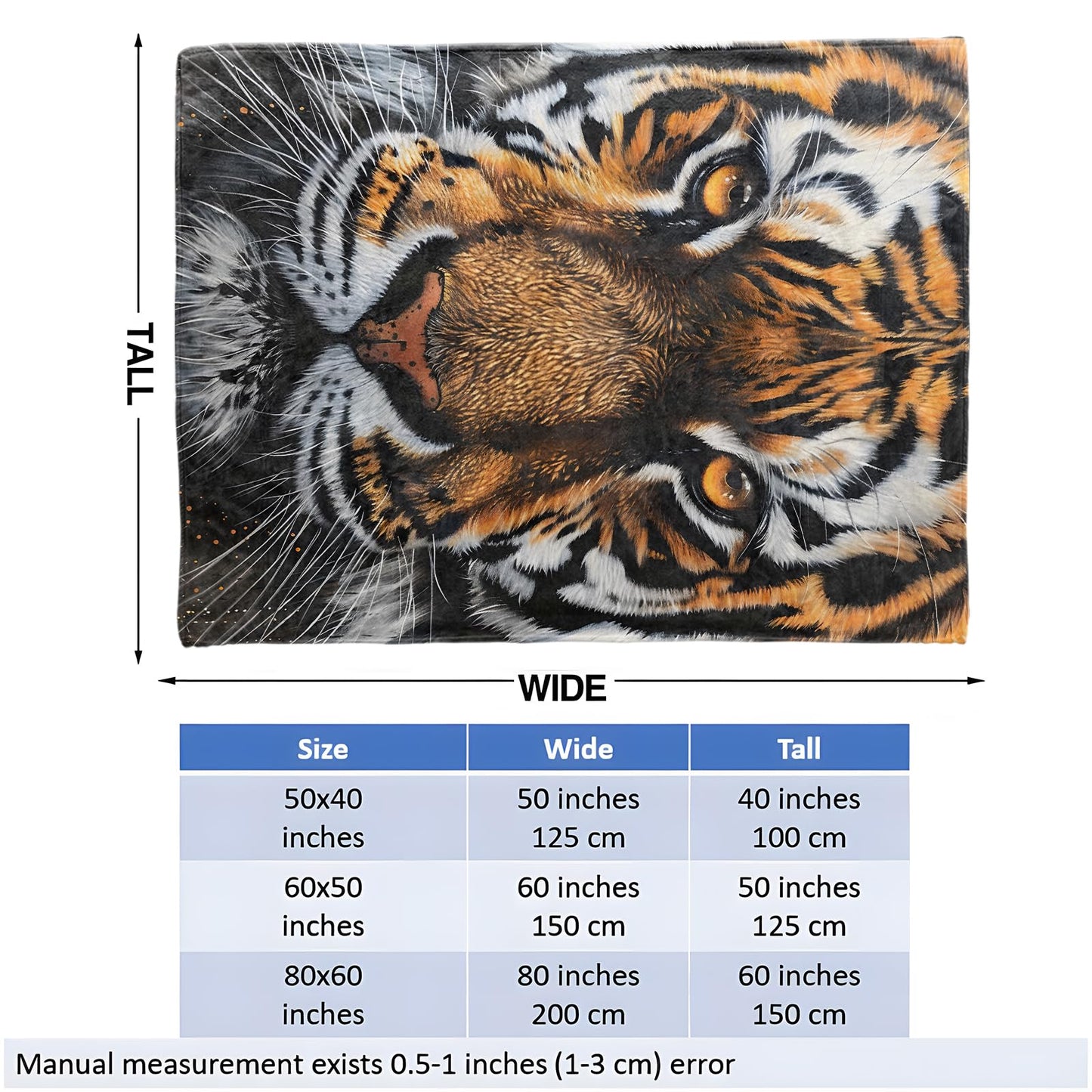 Tiger Throw Blanket for Girls Boys Kids Adults, 50x60 in, Cozy Flannel Blanket for Bedroom, Camping, Couch, Room Decor, Fuzzy Warm Soft Gifts