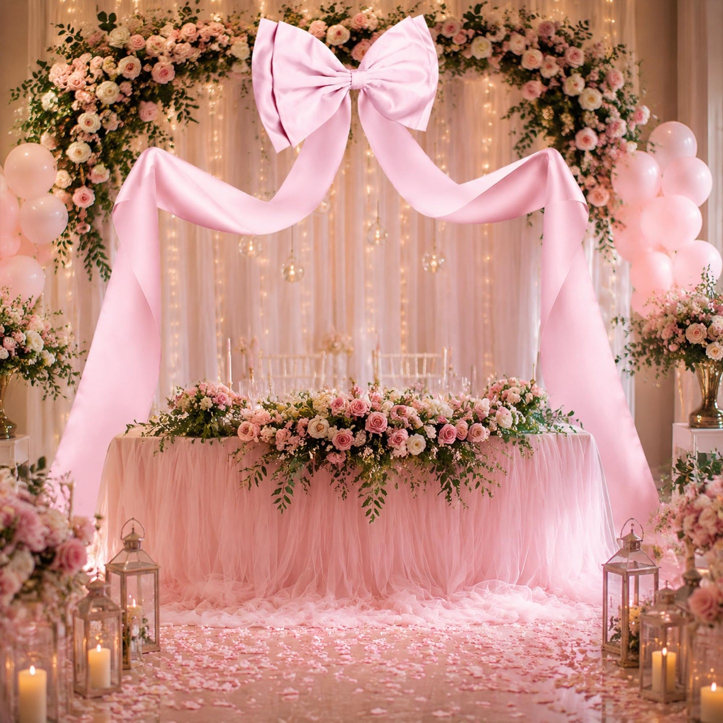 FUANGUI Valentine's Day Giant Bow Decoration, Pink Big Bow for Backdrop 75x18 Inch, Coquette Birthday Wall Room Home Decor, Large Satin for Wedding Engagement Bachelorette Baby Shower Bridal Christmas
