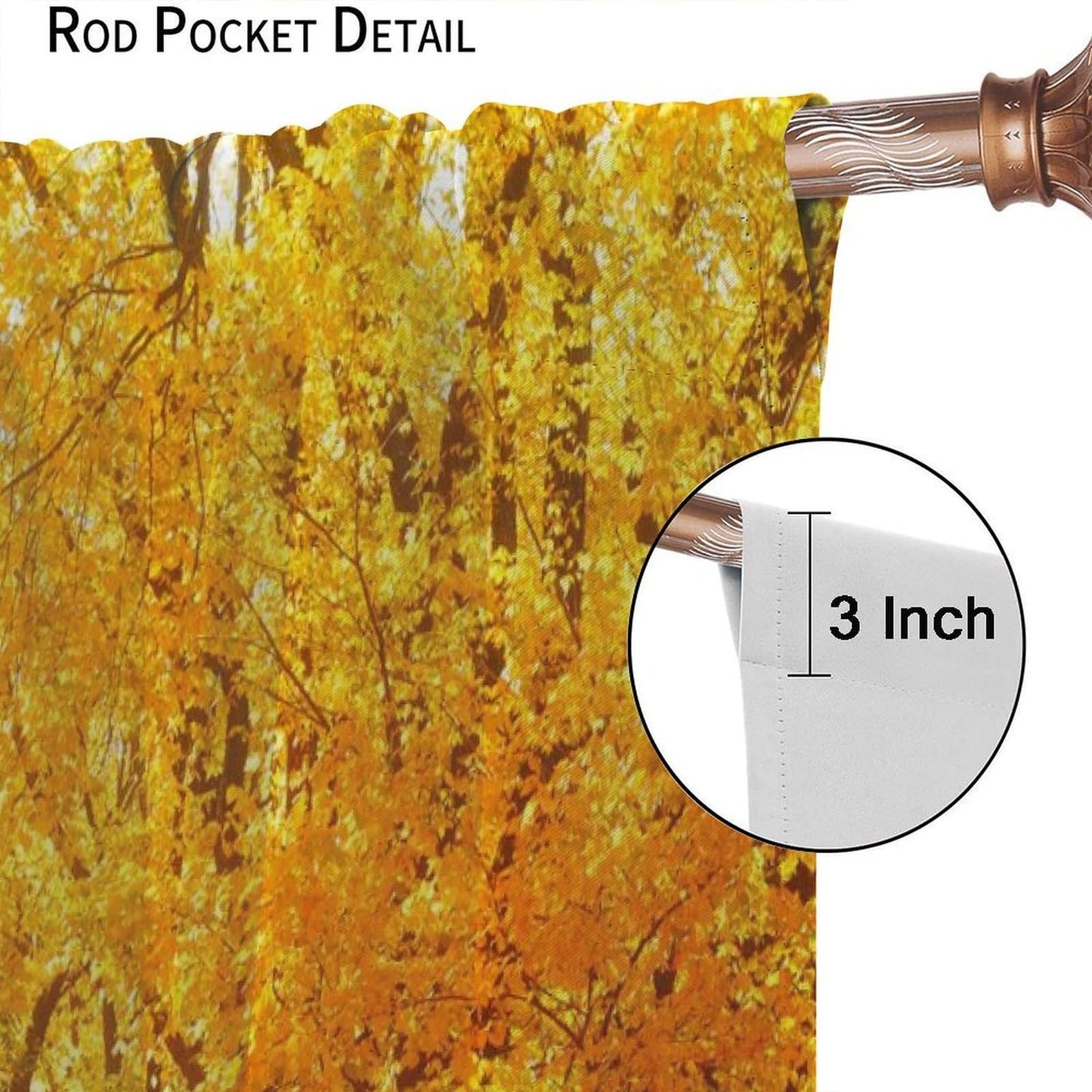 Nanacur Fall Forest Landscape Curtains, Fall Maple Leaves Tree Nature Autumn Season Rod Pocket Window Treatment for Living Bedroom Office Cafe Kitchen Drapes 41" W X 45" L (No Blackout)