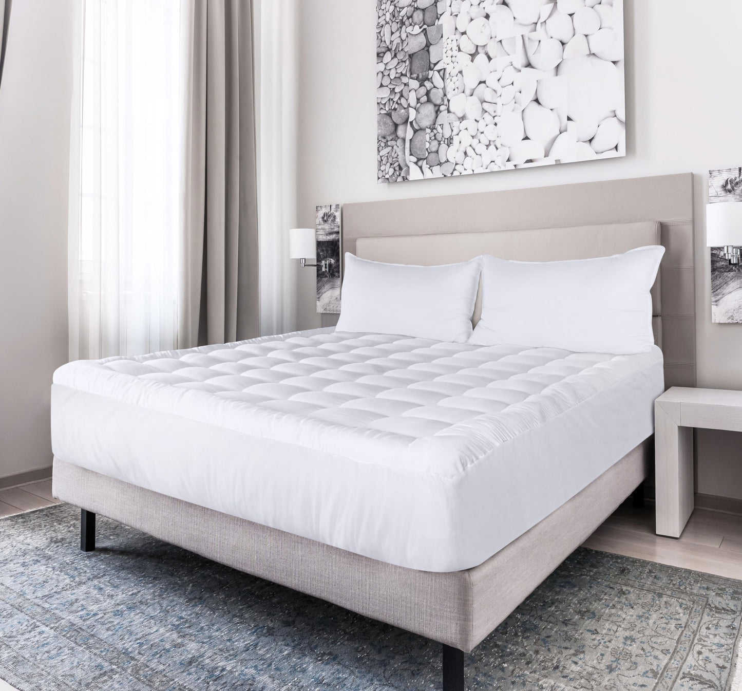 Utopia Bedding King Mattress Pad, Quilted Fitted Premium Mattress Protector, Deep Pocket Cover Stretches up to 16 Inches, Fluffy Pillow Topper (78x80 Inches, White)