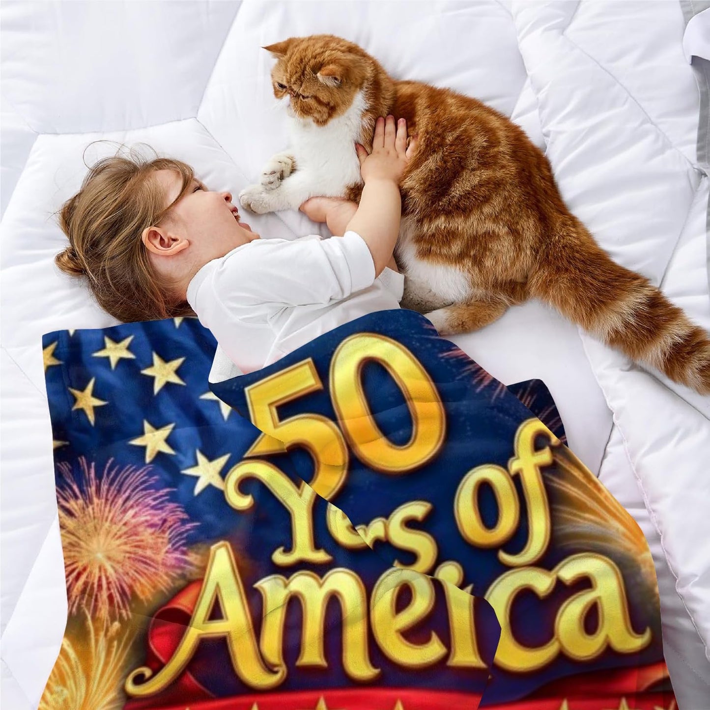 250 Anniversary USA Blanket - Ultra Soft Personalized Throw Blanket with Name Text for 4th of July, 30x40 Inches