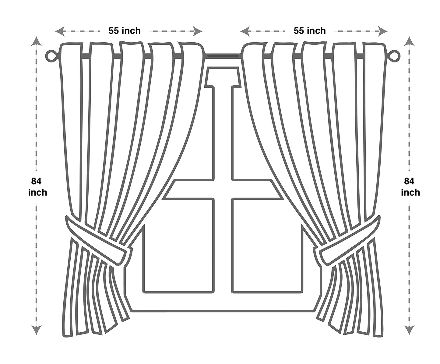 GLORY RUGS Jacquard Luxury Window 2 Panel Set Black Curtain with Attached Valance and Backing Bedroom Living Room Dining 2 Curtains 55x84 inches Each Jana