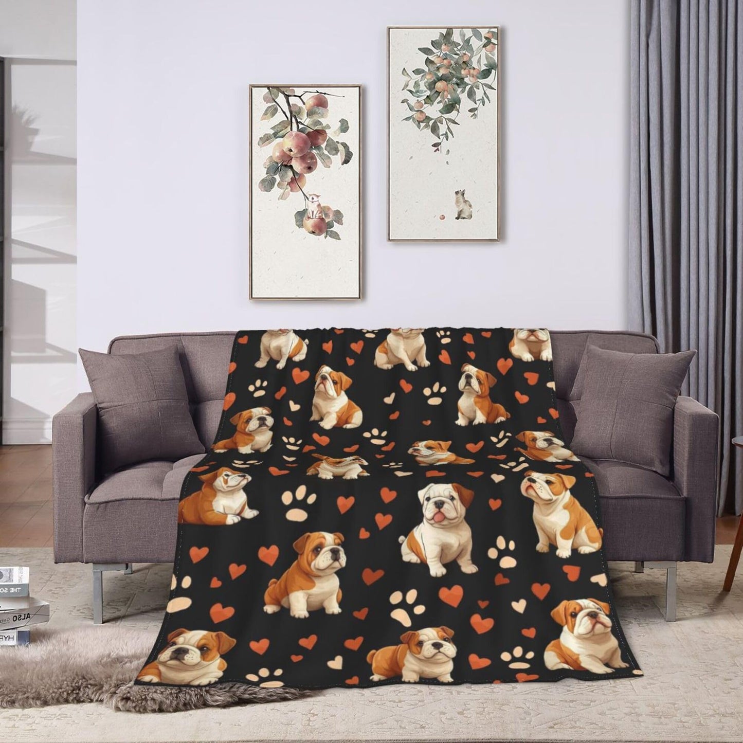 English Bulldog Blanket English Bulldog Decor Cozy Animal Throw Super Soft Plush Flannel Fleece Blanket Gift for Kids Adults Men Women Ultra Warm & Lightweight Flannel, 50"X40"