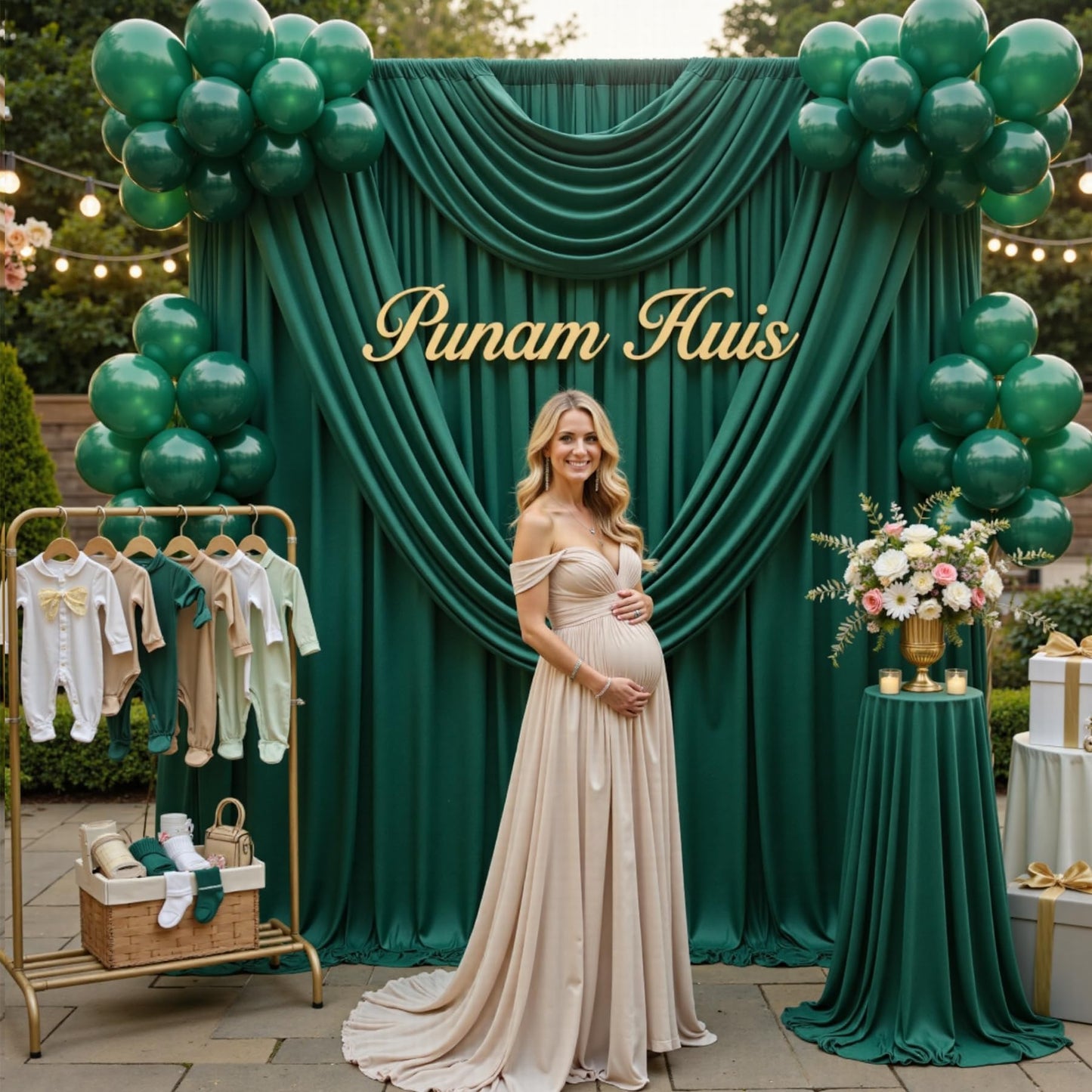 10ft×12ft Forest Green Backdrop Curtains for Wedding Parties, 2 Panels Wrinkle Free Polyester Photo Backdrop Drapes Back Drop Cloth for Birthday Photography Background