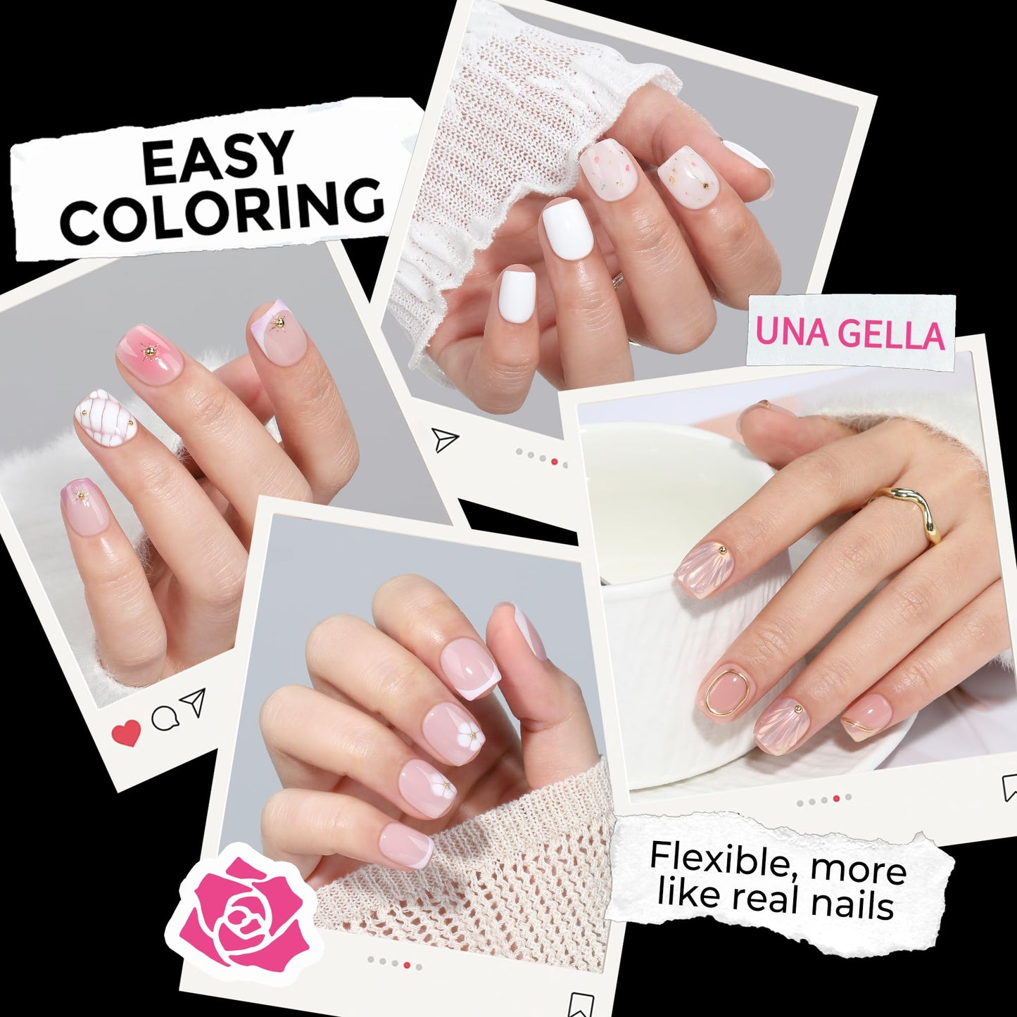 UNA GELLA Extra Short Square Oval Nail Tips 216pcs Pre-shaped Half Matte Squoval Gel Nail Tips Full Cover Square Round Clear Acrylic Fake Nails for Press on Nail Extensions Home DIY Salon 12 Sizes