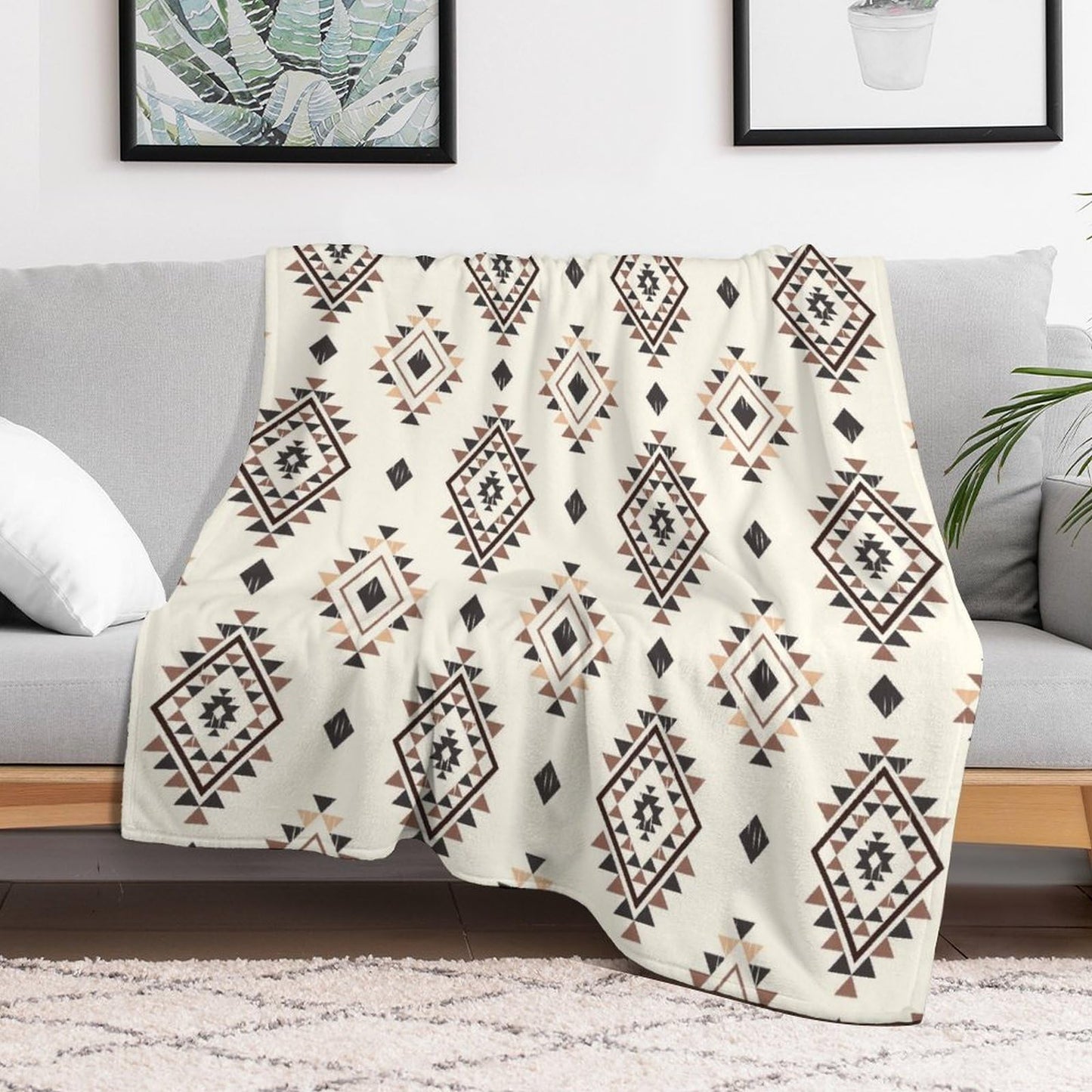 TKUYO Aztec Blanket, Boho Southwestern Natvie Tribal American Ethnic Western Abstract Geometric Vintage Retro Fuzzy Fleece Fannel Throw Blanket for Sofa Bed Chair Couch Car, 30"x40" Inch