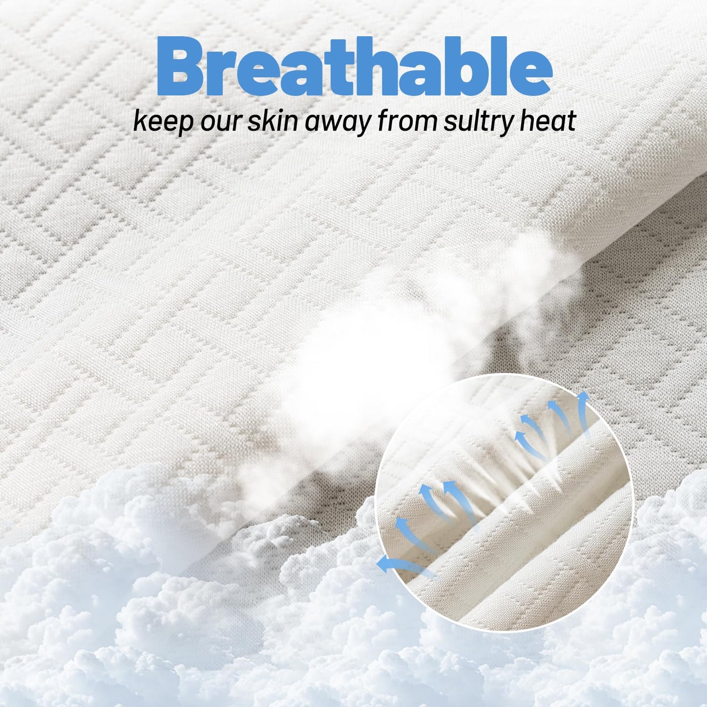 Premium Bamboo Mattress Protector – Queen Size, Waterproof, & Ultra Soft Breathable Noiseless Washable Bed Mattress Cover for Comfort & Protection MC01QUEEN-L