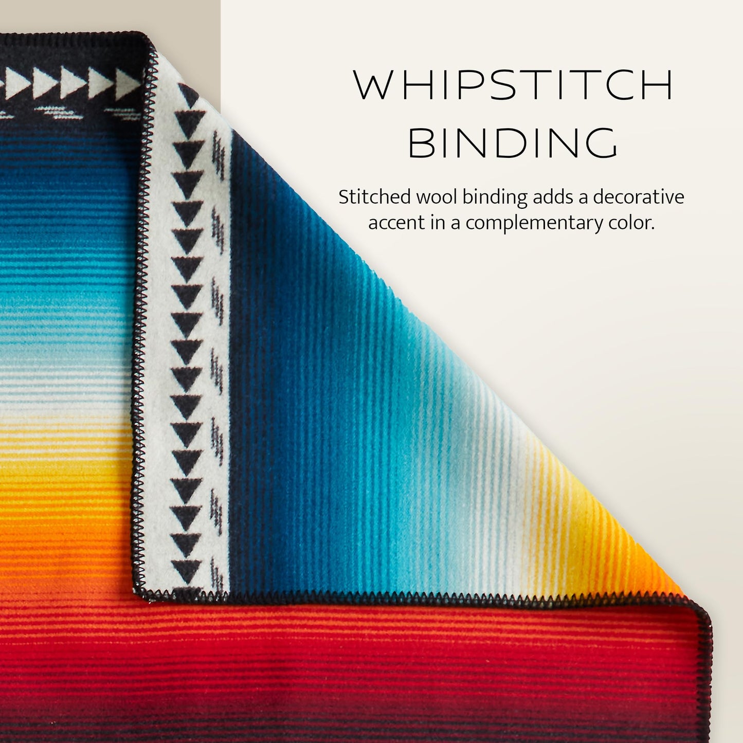 Pendleton Jacquard Unnapped Twin Blanket 64" x 80" - Heirloom Quality Virgin Wool, Reversible, Reinforced Ultrasuede Binding, Made in USA - Solstice Canyon