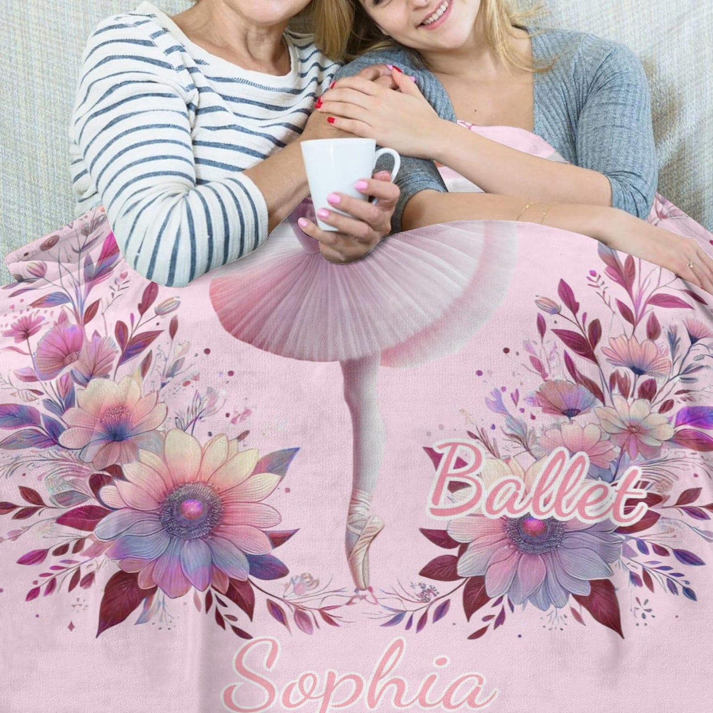 Xaviynch Ballet Blankets for Girls, Custom Blanket with Names - Personalized Anniversary Wedding Valentine's Day Gift Blankets for Sofa Bed Office All Season