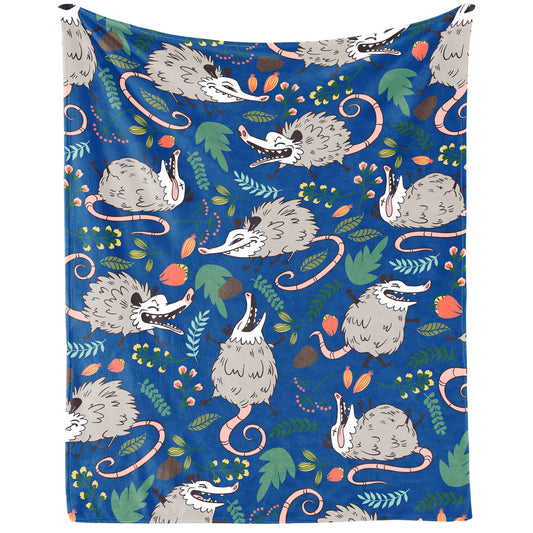 Possum Blanket Gifts, 60"x80" Funny Opossum Throw Blanket for Kids Adults, Lightweight, Plush, Soft, Cozy, Warm, Flannel Blankets for Bed Couch