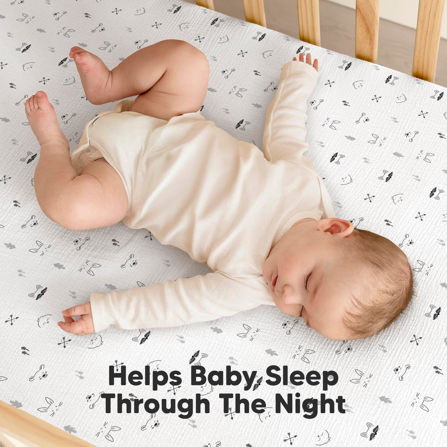 KeaBabies 2-Pack Muslin Crib Sheets for Boys, Girls - 100% Organic Cotton Fitted Baby Crib Mattress Sheet, Soft Breathable Standard Toddler Bed Cover Bedding Set, Neutral, Durable 52x28 (Nordic)