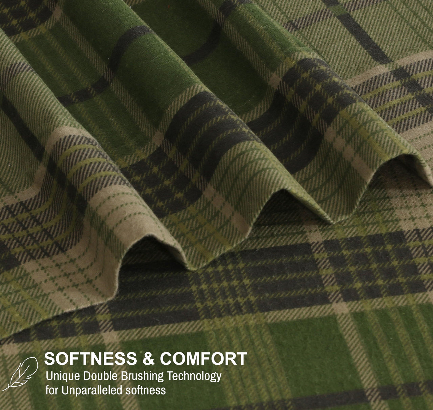RUVANTI Flannel Sheets Queen Size - 100% Cotton Double Brushed Bed Sheets, Deep Pockets 16 Inches Queen Sheet Set, All Seasons Breathable & Extra Soft - Warm & Cozy, 4 Piece, DNA Plaid