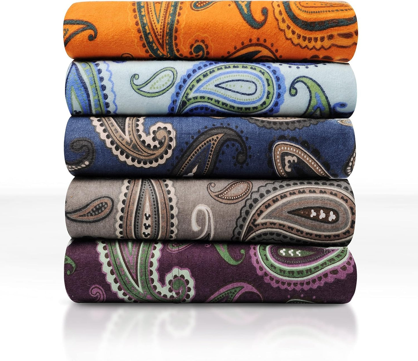 Superior Flannel Brushed Cotton Paisley Bed Sheet Set, Soft, Warm Bedding, Bohemian Floral Sheets, Bedroom Decor, 1 Flat Sheet, 1 Elastic Deep Pocket Fitted Sheet, 2 Pillowcases, Queen, Purple