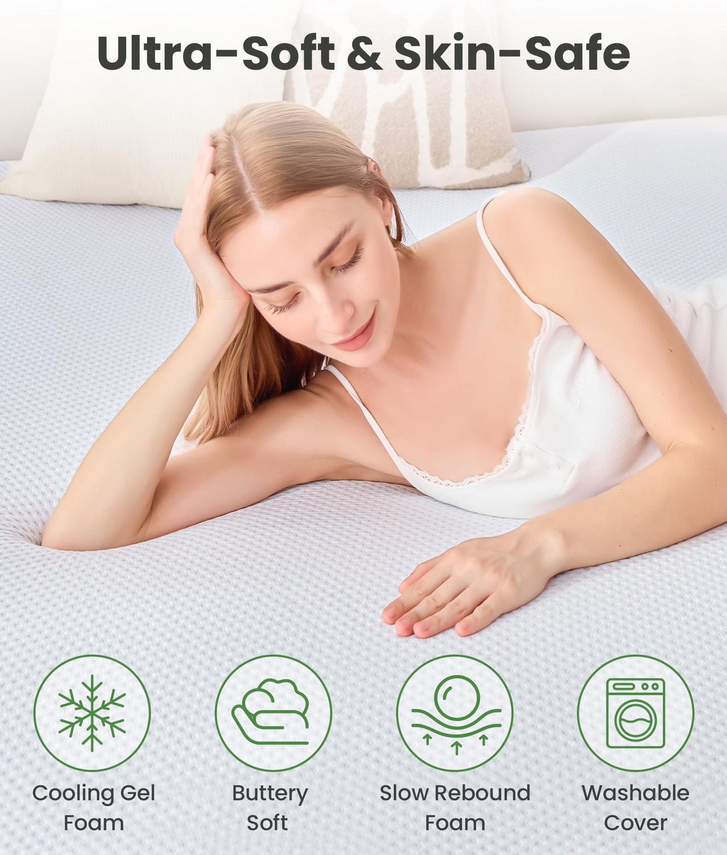 SINWEEK 2 Inch Memory Foam Mattress Topper Twin Size with Breathable Bamboo Cover, Pressure Relief Mattress Pad to Revitalize Old or Sagging Single Beds, Non-Slip and Machine Washable for Easy Care