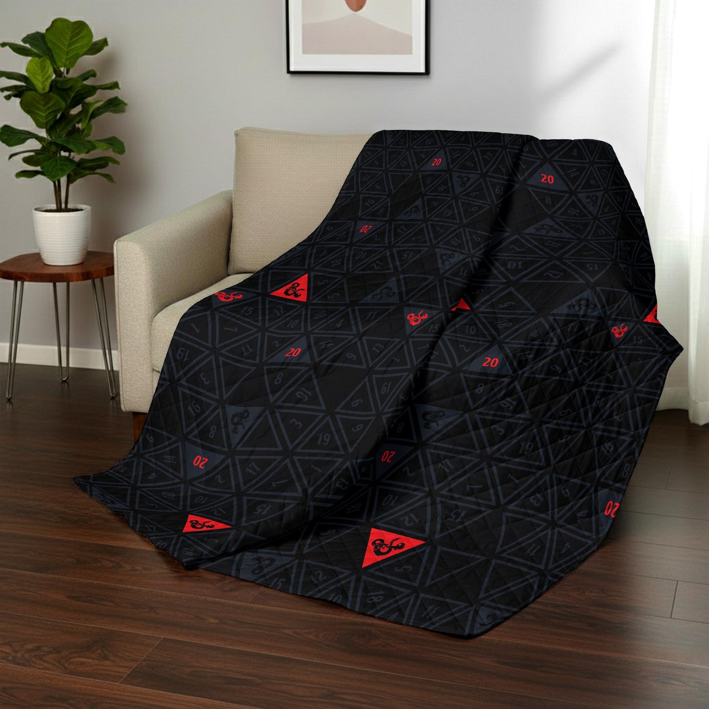 Northwest Dungeons & Dragons NAT D20 Twin Quilted Blanket, Comfy Throw, Soft Lightweight Bedding for Bed, or Couch, 60 x 90 inches
