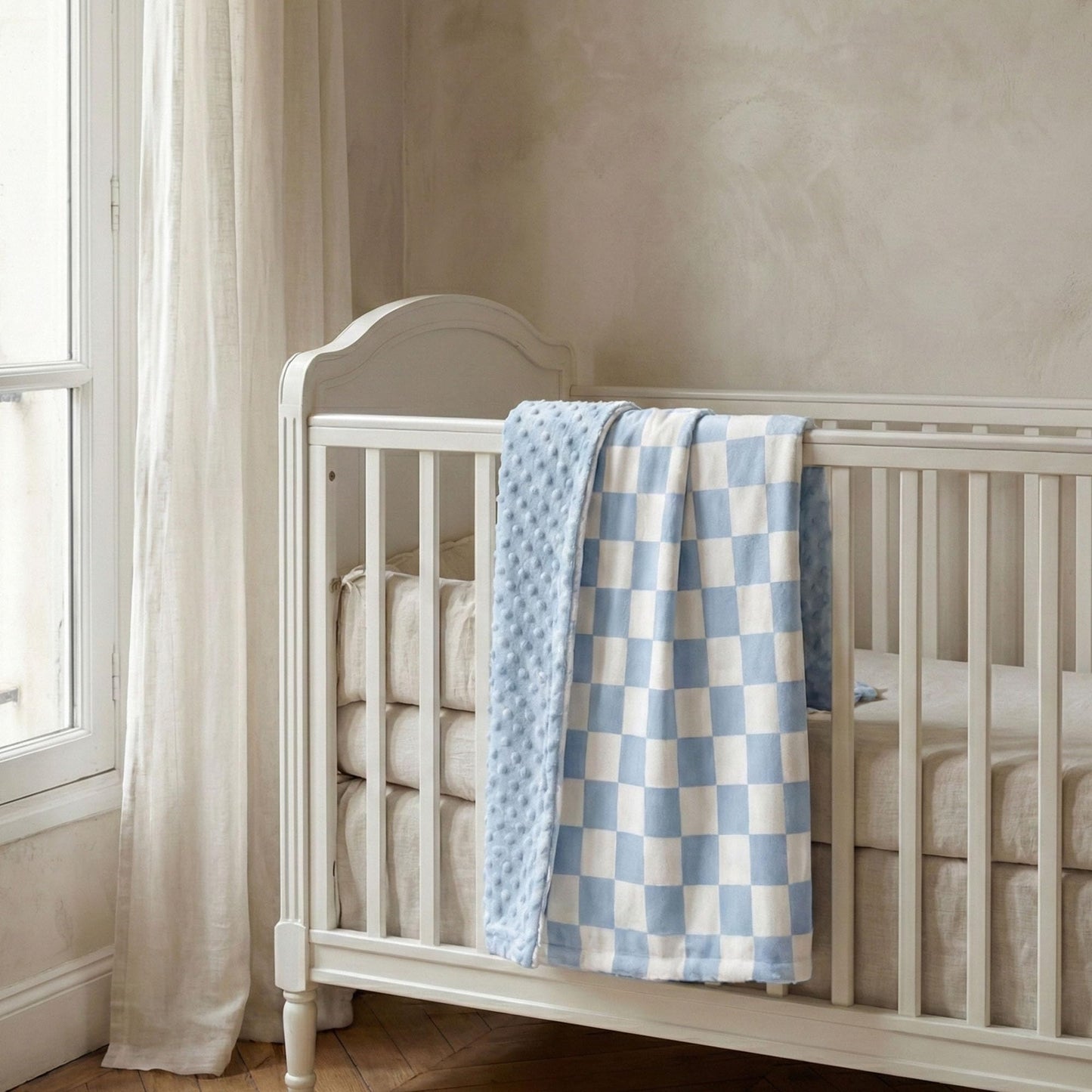 CIVARUA KIDS Checkered Baby Blanket, Nursery Minky Blanket for Boys Girls, Cozy Soft Fluffy Newborn Infant Toddler Receiving Blankets for Crib Stroller or Carseat, 30x40 Inches, Blue
