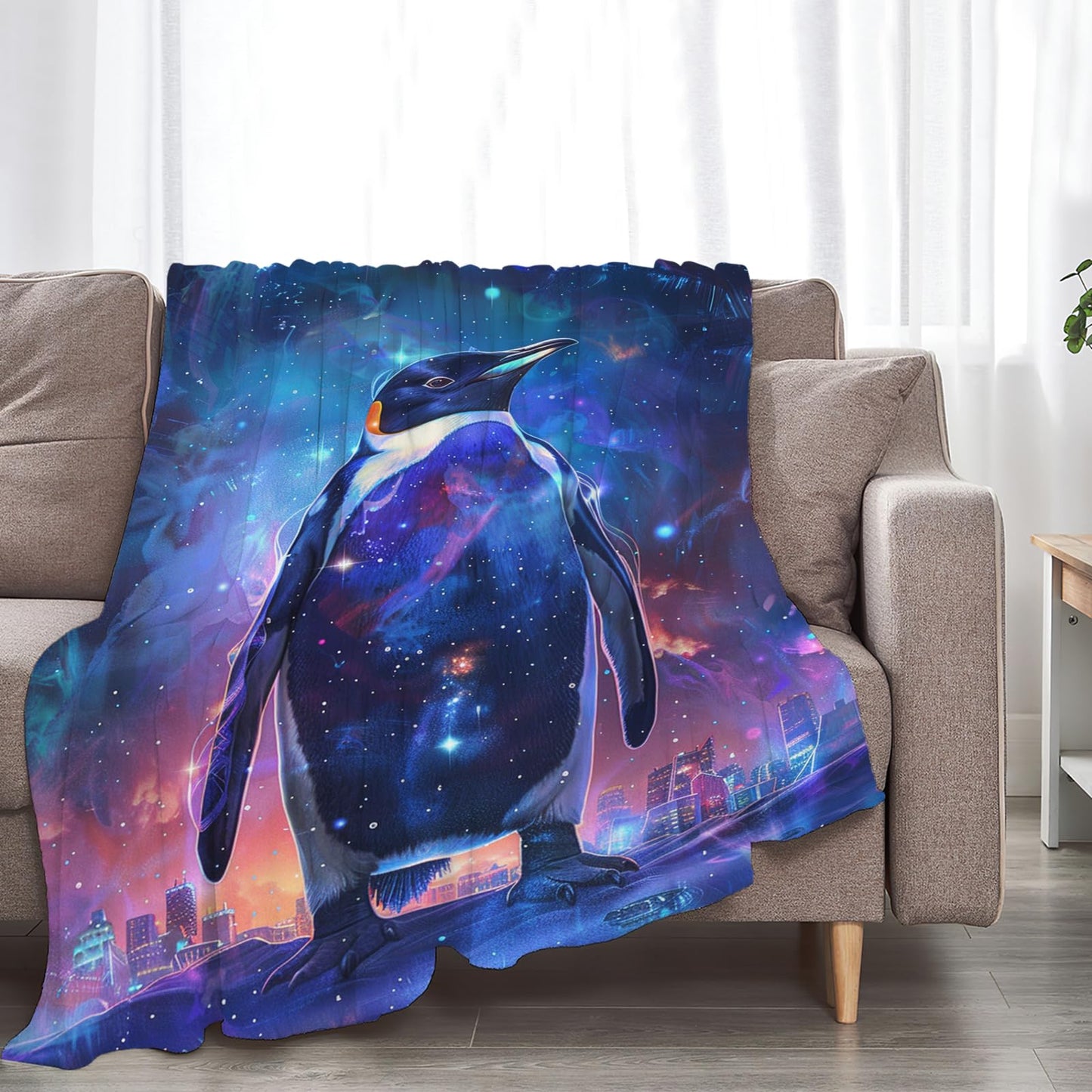 Tijuboni Penguin Throw Blanket Penguin Gifts for Girls Boys Women Men Kids Adults Soft Flannel Fleece Blanket for Couch Sofa Bed Home Decor 40"x50"