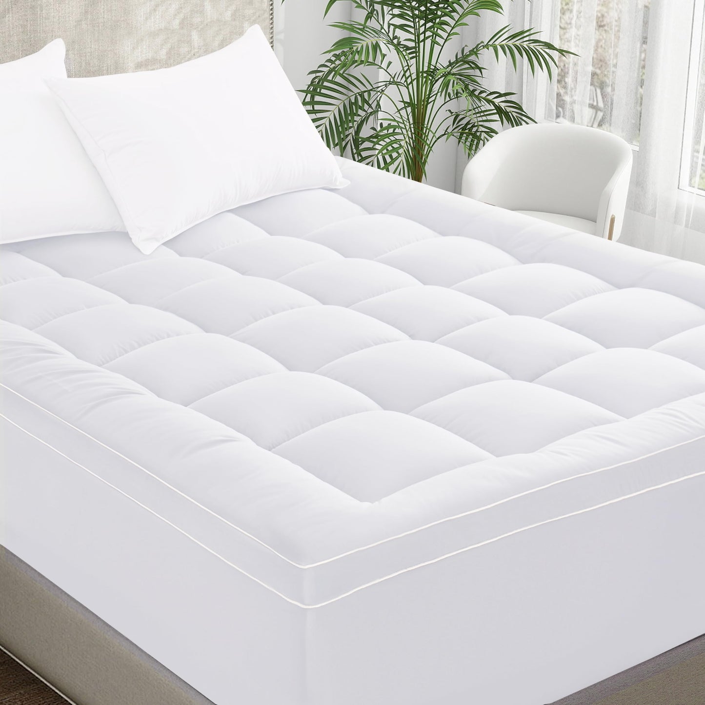 Mattress Topper King Size Pillow Top - Extra Thick Padded Mattress Pad & Protector, Breathable Fitted Deep Pocket 8-21, Ultra Soft & Supportive 1100GMS