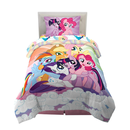 Franco Kids Bedding Super Soft Microfiber Comforter and Sheet Set, 4 Piece Twin Size, Unicorn My Little Pony