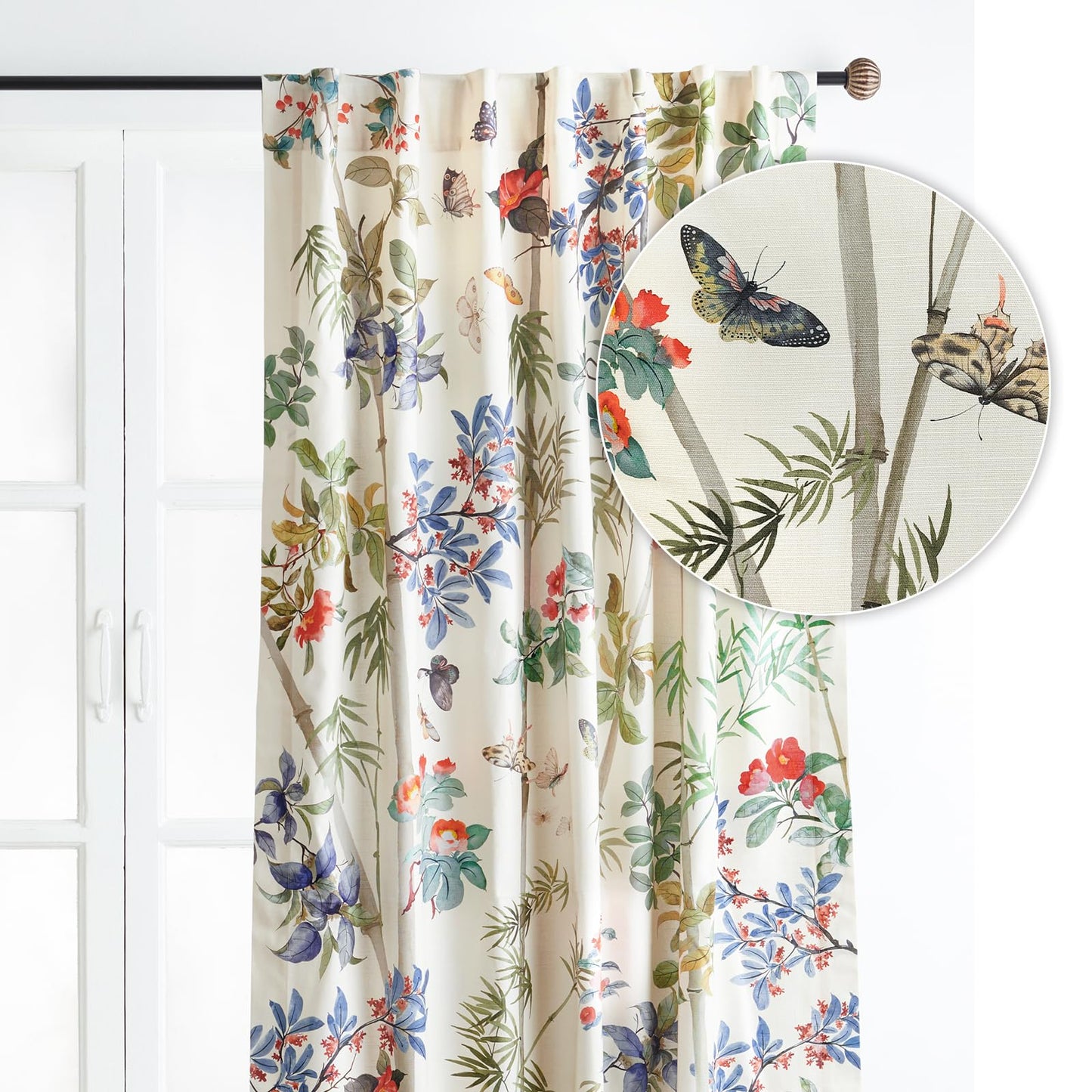 Maison d' Hermine Curtains for Living Room 100% Cotton 96 inch Length One Panel Light Filtering Curtains for Windows with Rod and Loop Pockets Spring Summer (Canne - Light Beige, 50" W x 96" L)