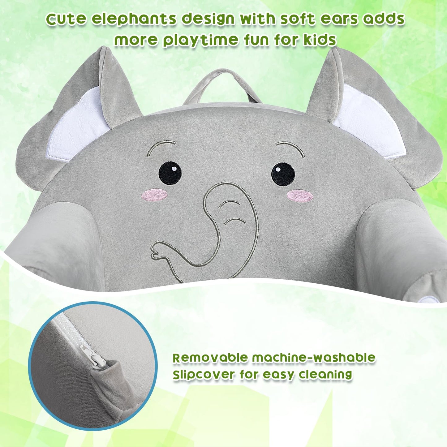 ALIMORDEN Animal Kids Chair, Toddler Sofa for Ages 1-6, Sherpa Kids Lounge Chair with Carry Handle, Washable Cover, High-Density Foam, No Assembly Required Plush Kids Seating (Elephant)