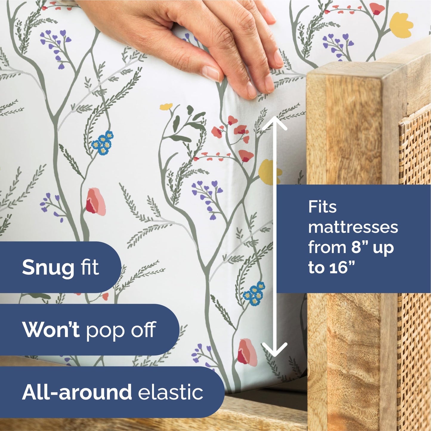 Floral Sheets - Boho Queen Bed Sheet Set - 1 Flat, 1 Fitted & 2 Pillowcases w/ Deep Pockets - Comfy, Wrinkle & Fade Free - Boho Botanical Bedding - Ultra-Soft, Breathable & Cooling - Queen Size Set