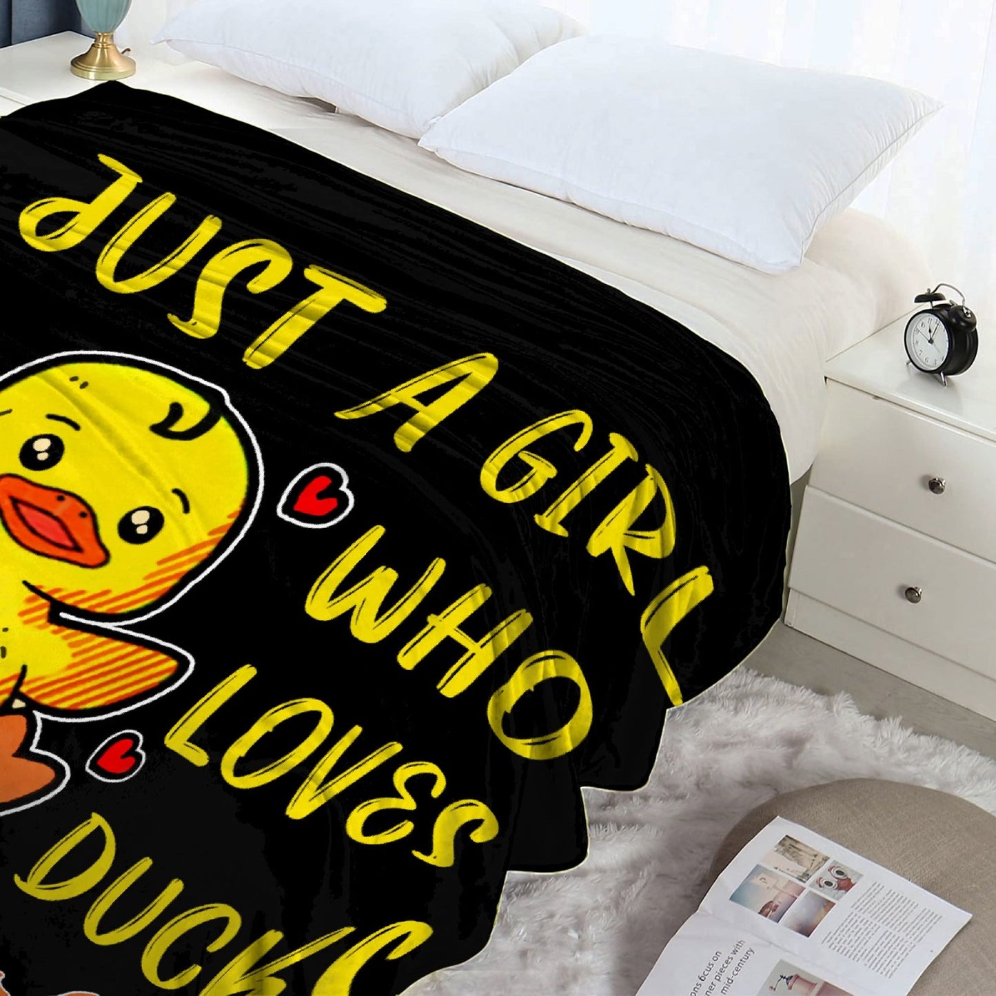 Just Girl Loves Ducks Blanket Soft Blankets and Throws Flannel Cozy Lightweight Quilt Gift Perfect for Bed Sofa Couch-50 x40 Small for Kids