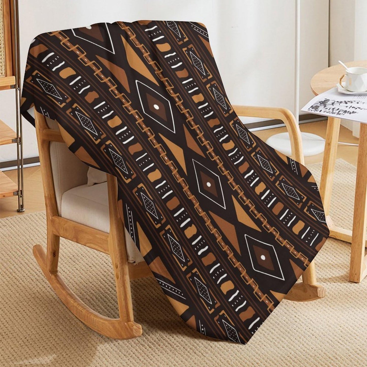 ZhiRain African Tribal Throw Blanket African Mud Cloth Pattern African Elements Blanket for Sofa Bed Couch Chair Or Dorm 50"x60"