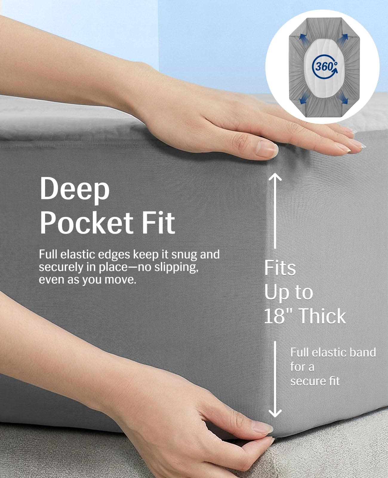 Elegear Cooling Mattress Pad Queen, Upgraded Arc-Chill® 3.0 + PCM Cooling, Stay Cool All Night, Breathable & Soft, Deep Pocket 18", Washable Mattress Protector for Hot Sleepers, Gray