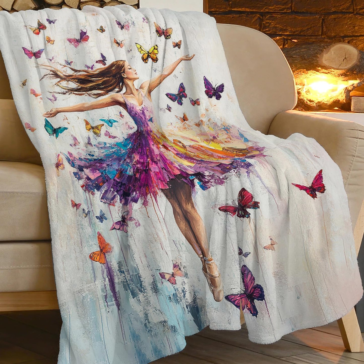 Dance Blanket, Ballet Throw Blanket, Dancer Gifts, Ballerina Blankets, Sloths Stuff Fleece Flannel Plush for Women Teachers Girls Lovers Adults Soft Bedding for Sofa Studio Office Home Decor 40"X50"