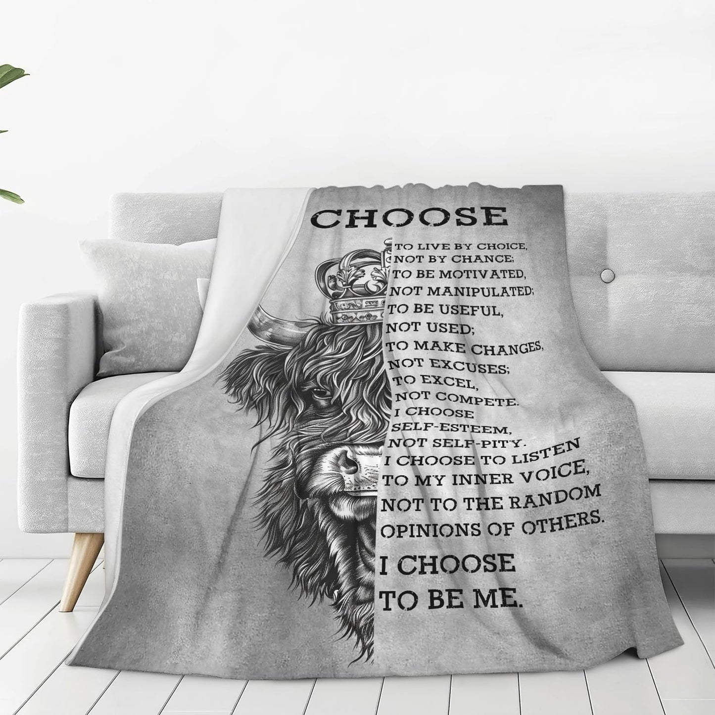 Uphomart Highland Cow Blanket Cow Throw Blanket Cozy Fleece Flannel Bedding Black and White Highland Cow Gifts for Women Men Boys Girls Adults Lovers Stuff Plush for Couch Sofa Bed Room Decor 40"X50"