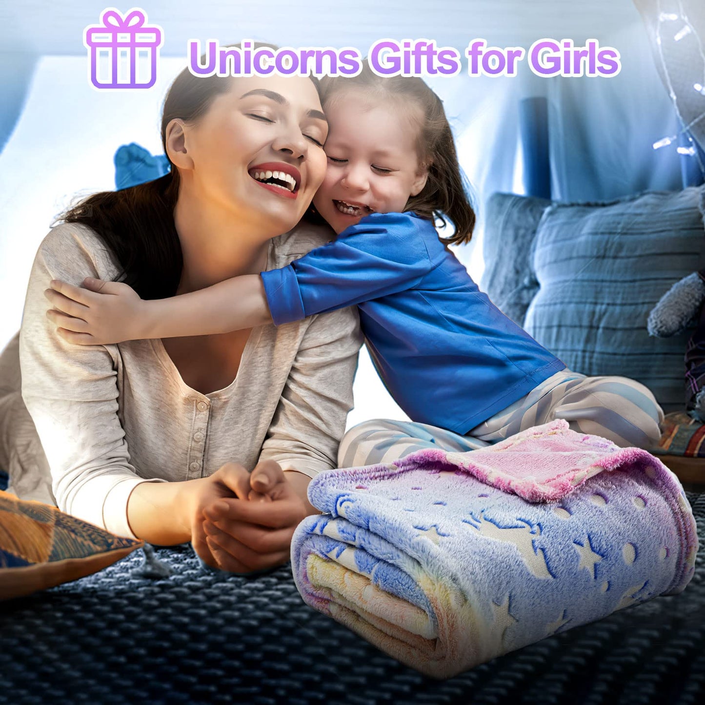 Unicorn Glow in The Dark Blankets for Kids, Soft Fleece Blankets for Girls/Toddler, Unicorns Gifts for Girls Age 3-12 40"x 60"