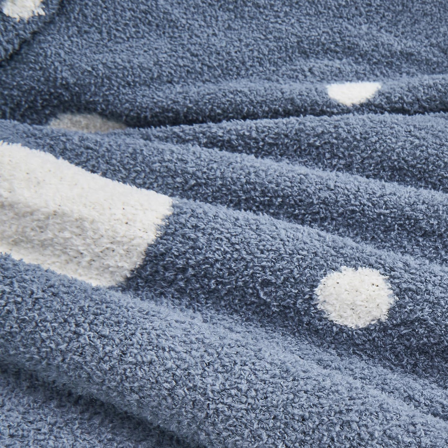 Douceur Polka Dot Throw Blanket for Couch Sofa Bed, Reversible Cozy Fluffy Super Soft Bedroom Blanket, Plush Dusty Blue Throw Blanket, 50×60 inches