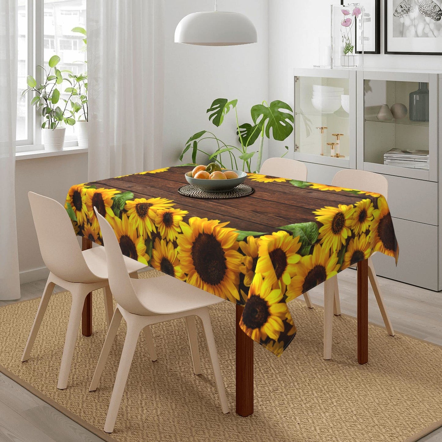 Worltoldb Sunflower Tablecloths Polyester Table Cloth for Kitchen Dinning Table Washable Table Cover for Parties Wedding Picnic Farmhouse